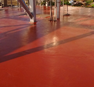 Containment area with fresh new red coating.