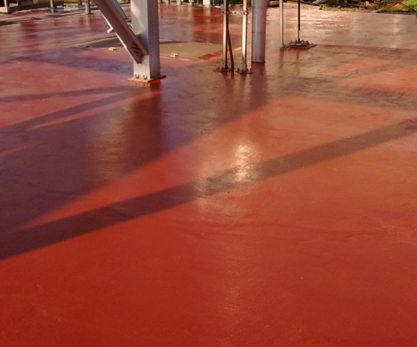 Containment area with fresh new red coating.