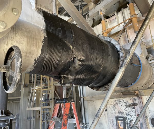 Composite wrap on large section of custom pipe